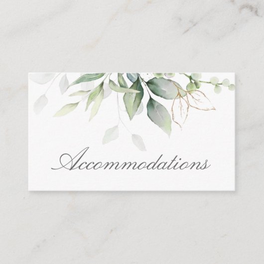 Elegant Eucalyptus Greenery Gold Accommodatie Informatiekaartje (Voorkant)