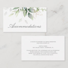 Elegant Eucalyptus Greenery Gold Accommodatie Informatiekaartje