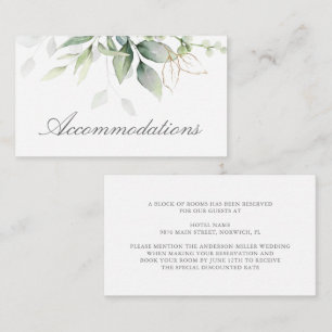 Elegant Eucalyptus Greenery Gold Accommodatie Informatiekaartje