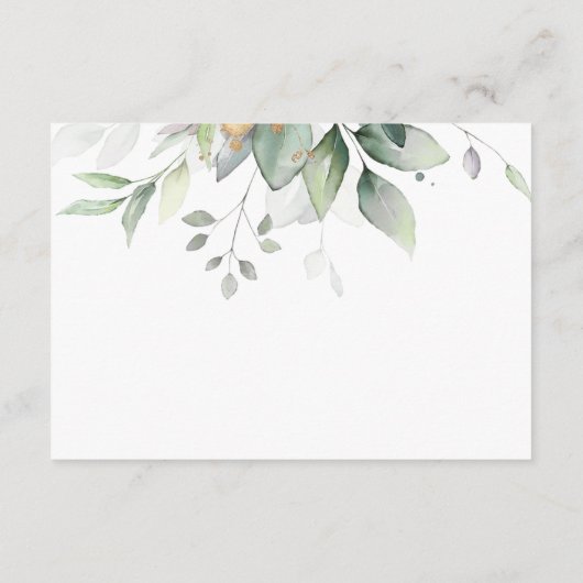 Elegant Eucalyptus Greenery Gold Accommodations Informatiekaartje (Achterkant)