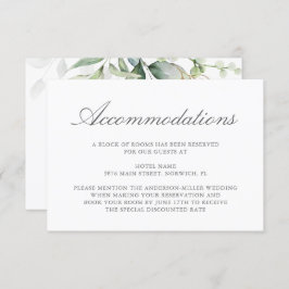 Elegant Eucalyptus Greenery Gold Accommodations Informatiekaartje