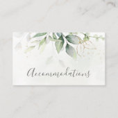 Elegant Eucalyptus Greenery Gold Accommodations Informatiekaartje (Voorkant)