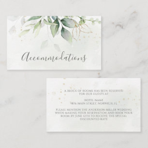 Elegant Eucalyptus Greenery Gold Accommodations Informatiekaartje