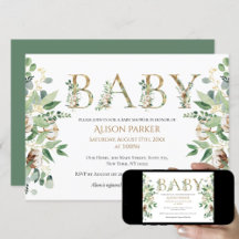 Elegant Eucalyptus Greenery Gold Alphabet