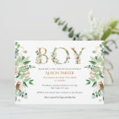 Elegant Eucalyptus Greenery Gold Baby Shower Kaart (Staand voorkant)
