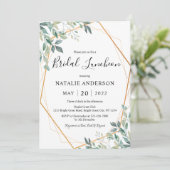 Elegant Eucalyptus Greenery Gold Bridal Luncheon Kaart (Staand voorkant)