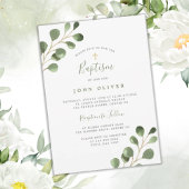 Elegant eucalyptus greenery Gold cross Baptisme Kaart