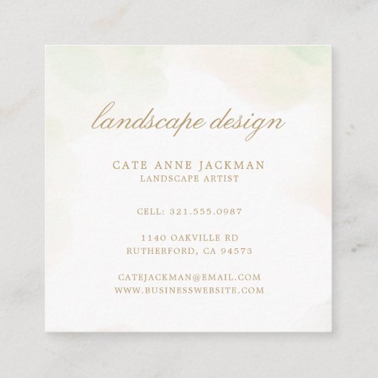 Elegant Eucalyptus Greenery Gold Geometric Rustic Vierkante Visitekaartje (Achterkant)