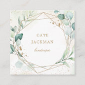 Elegant Eucalyptus Greenery Gold Geometric Rustic Vierkante Visitekaartje (Voorkant)