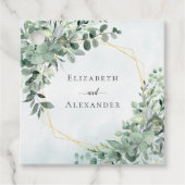 Elegant Eucalyptus Greenery Gold Geometric Wedding Bedankjes Labels (Voorkant)