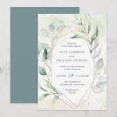 Elegant Eucalyptus Greenery Gold Geometric Wedding Kaart (Voorkant / Achterkant)