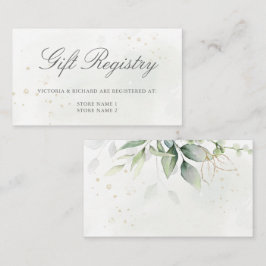 Elegant Eucalyptus Greenery Gold Gift Registry Informatiekaartje