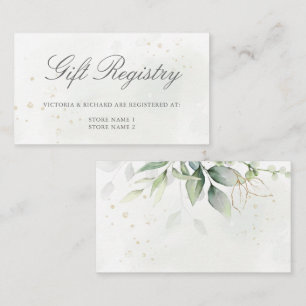 Elegant Eucalyptus Greenery Gold Gift Registry Informatiekaartje