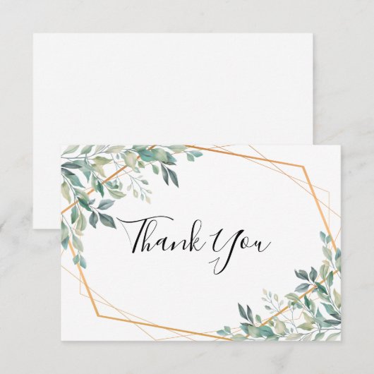 Elegant Eucalyptus Greenery Gold Hartelijk dank Bedankkaart (Voorkant / Achterkant)