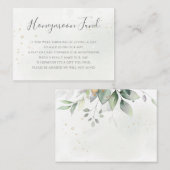 Elegant Eucalyptus Greenery Gold Honeymoon Fund Informatiekaartje (Voorkant / Achterkant)