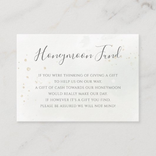 Elegant Eucalyptus Greenery Gold Honeymoon Fund Informatiekaartje (Voorkant)