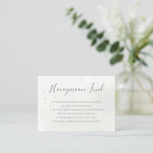 Elegant Eucalyptus Greenery Gold Honeymoon Fund Informatiekaartje (Staand voorkant)
