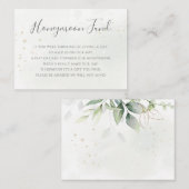 Elegant Eucalyptus Greenery Gold Honeymoon Fund Informatiekaartje (Voorkant / Achterkant)