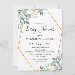 Elegant Eucalyptus Greenery Gold Lijst Baby shower Kaart