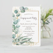 Elegant Eucalyptus Greenery Gold Lijst Verloving Kaart (Staand voorkant)