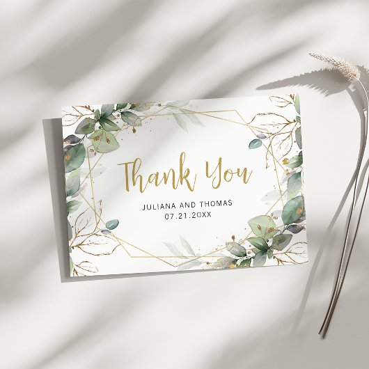 Elegant Eucalyptus Greenery Gold Lijst Wedding Bedankkaart