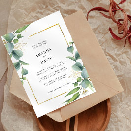 Elegant Eucalyptus Greenery Gold Lijst Wedding Kaart