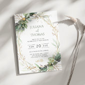 Elegant Eucalyptus Greenery Gold Lijst Wedding Kaart
