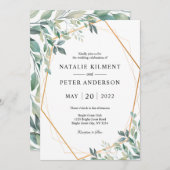 Elegant Eucalyptus Greenery Gold Lijst Wedding Kaart (Voorkant / Achterkant)