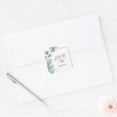 Elegant Eucalyptus Greenery Gold Lijst Wedding Vierkante Sticker (Envelop)