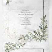 Elegant Eucalyptus Greenery Gold Marble Photo Drieluik Uitnodiging (Binnenkant midden)