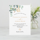 Elegant eucalyptus greenery Gold moderne bruiloft Kaart (Staand voorkant)