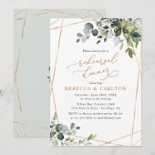 Elegant Eucalyptus Greenery Gold Rehearsal Dinner Kaart (Voorkant / Achterkant)