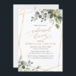 Elegant Eucalyptus Greenery Gold Rehearsal Dinner Kaart<br><div class="desc">Dit elegante Boho Greenery-collectie is voorzien van gemengde waterverf groene bladeren in combinatie met een klastige serif en een delicaat sans lettertype in zwart,  met een monogram op de achterkant. Overeenkomende objecten beschikbaar.</div>