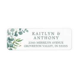 Elegant Eucalyptus Greenery Gold Return Address Etiket