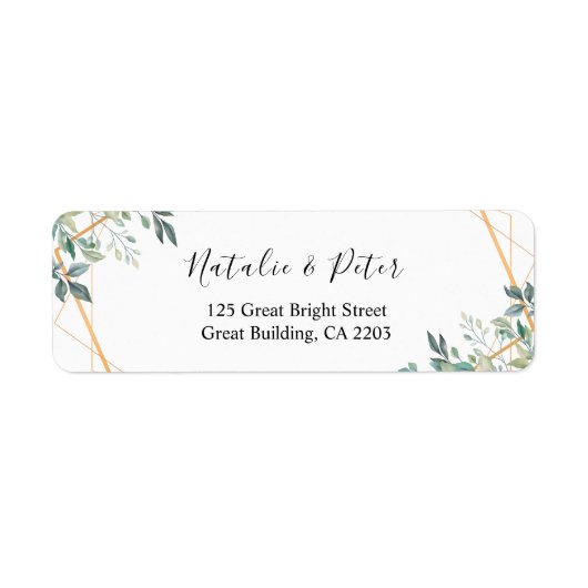 Elegant Eucalyptus Greenery Gold Return Address Etiket (Voorkant)