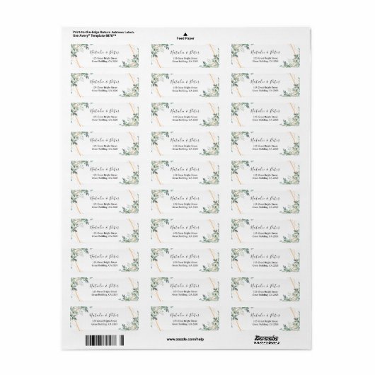 Elegant Eucalyptus Greenery Gold Return Address Etiket (Full Sheet)