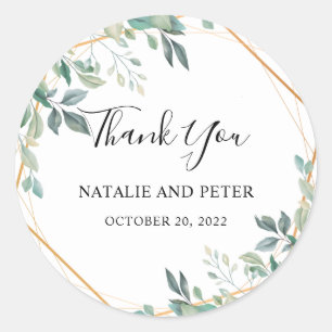 Elegant Eucalyptus Greenery Gold Rustic Hartelijk  Ronde Sticker