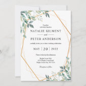 Elegant Eucalyptus Greenery Gold Rustic Wedding Kaart (Voorkant)