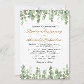 Elegant Eucalyptus Greenery Gold Wedding Kaart (Voorkant)