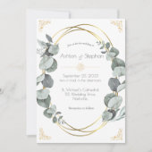 Elegant Eucalyptus Greenery Gold Wedding Kaart (Voorkant)