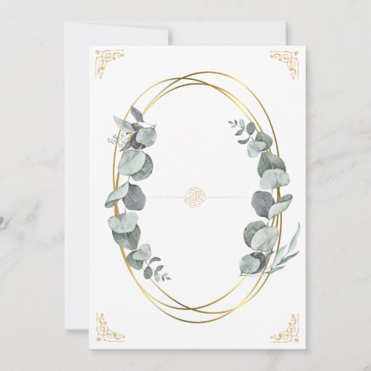 Elegant Eucalyptus Greenery Gold Wedding Kaart (Achterkant)