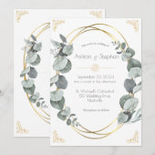 Elegant Eucalyptus Greenery Gold Wedding Kaart (Voorkant / Achterkant)