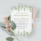 Elegant Eucalyptus Greenery Gold Wedding Kaart