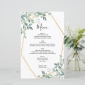 Elegant Eucalyptus Greenery Gold Wedding Menu (Staand voorkant)
