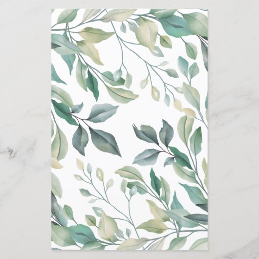 Elegant Eucalyptus Greenery Gold Wedding Menu (Achterkant)