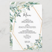 Elegant Eucalyptus Greenery Gold Wedding Menu (Voorkant / Achterkant)