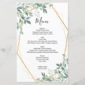 Elegant Eucalyptus Greenery Gold Wedding Menu (Voorkant)