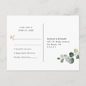 Elegant Eucalyptus Greenery Gold Wedding Rsvp Briefkaart (Achterkant)