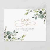 Elegant Eucalyptus Greenery Gold Wedding Rsvp Briefkaart (Voorkant)