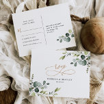 Elegant Eucalyptus Greenery Gold Wedding Rsvp Briefkaart<br><div class="desc">Dit aanpasbare Rsvp-Briefkaart is ontworpen om te coördineren met ons Boho Greenery Gold bruiloft-collectie en biedt de mogelijkheid om waterverf eucalyptus te laten paren met een romantische kalligrafische script,  gekoppeld aan een stijlvolle serif en een moderne sans lettertype in zwart. Overeenkomende objecten beschikbaar.</div>